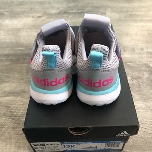 Kids size 13K brand new Adidas grey sneakers with box.